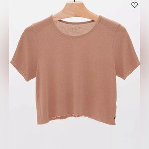 Obey Womens Crop Top with Raw Edge Hem- Sz L